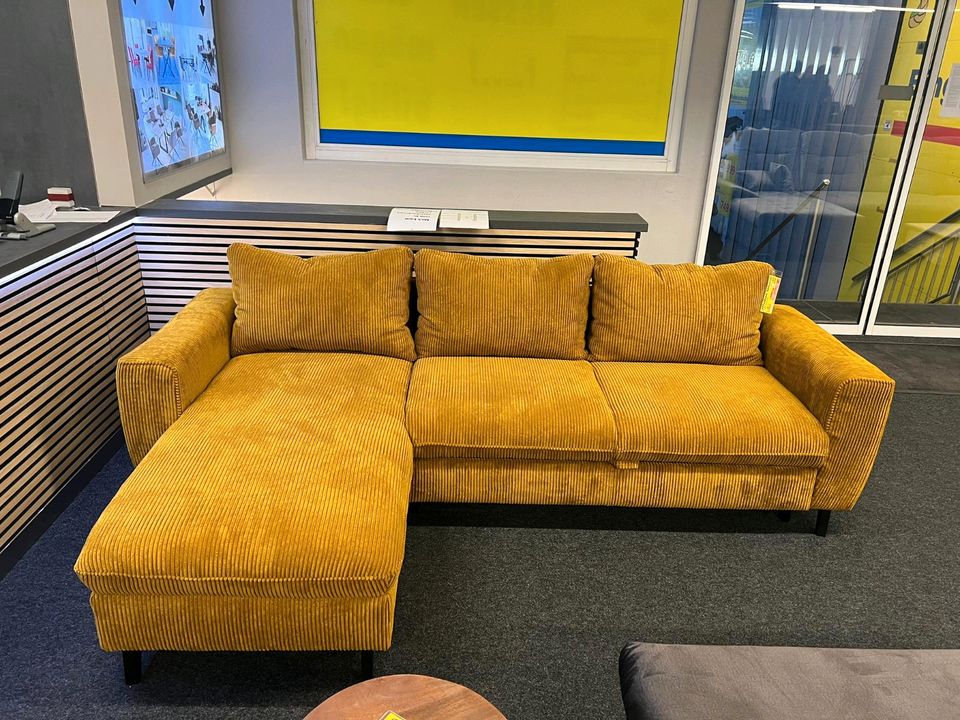 Sofa Luca Ecksofa L-Form Funktionssofa Schlaffunktion Bettfunktion in curry beidseitig montierbar wohnen Möbel Wurm in Osnabrück