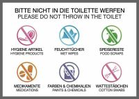 Aufkleber WC Toilette Klo gegen Feuchttücher, Tampons,Verstopfung West - Griesheim Vorschau