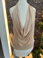 Sommer Shirt beige Gold M/38 Wasserfall Ausschnitt Top Oberteil Hessen - Liederbach Vorschau