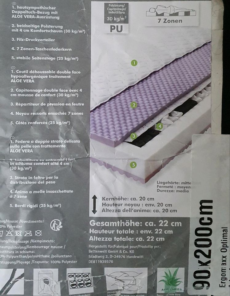 Orthopädische Matratze, Zonen-Tonnentaschen-Federkern Matratze in Hattingen
