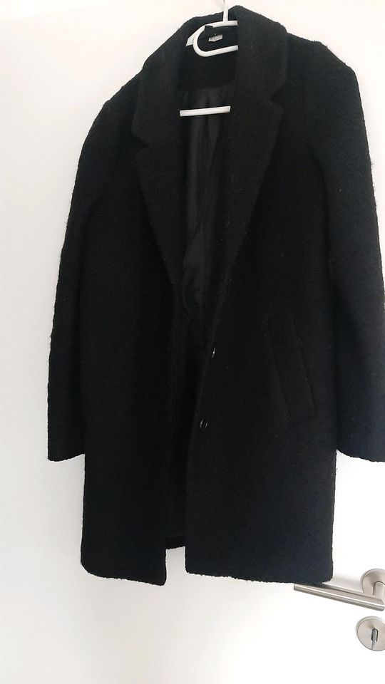 H+M Mantel 40%Wolle Wollmantel Schwarz long jacke 34xs Büro in Haan