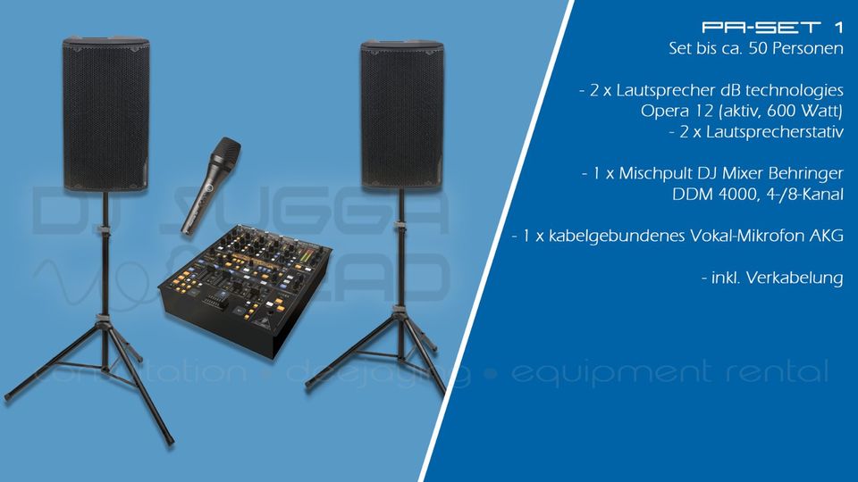 DJ Equipment für Hochzeit Geburtstag Feier Musikanlage PA mieten in Stolberg (Rhld)
