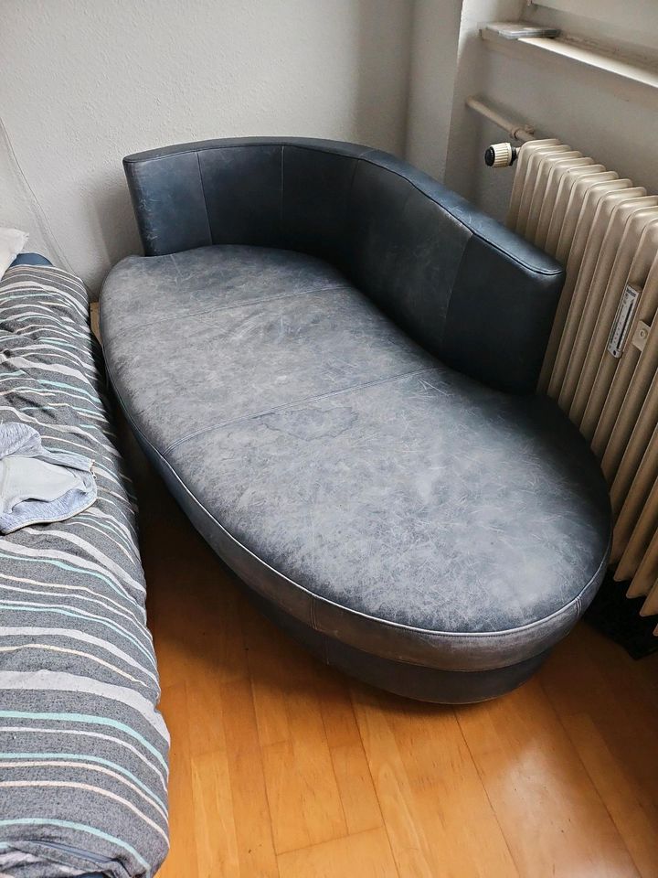 Sofa /couch /recamiere blaues leder in Freiburg im Breisgau