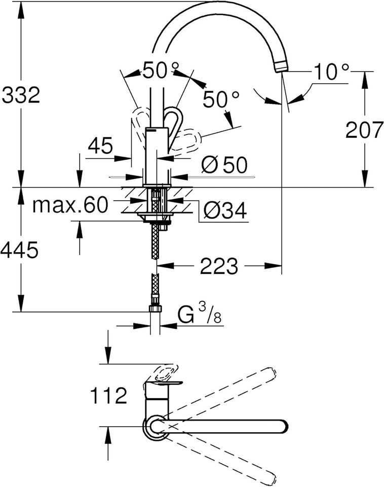 GROHEBauLoop - Einhand-Spültischbatterie in Weißensberg