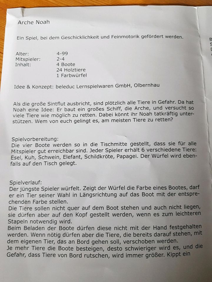 Arche Noah Würfelspiel ab 4 Jahre in Puschendorf