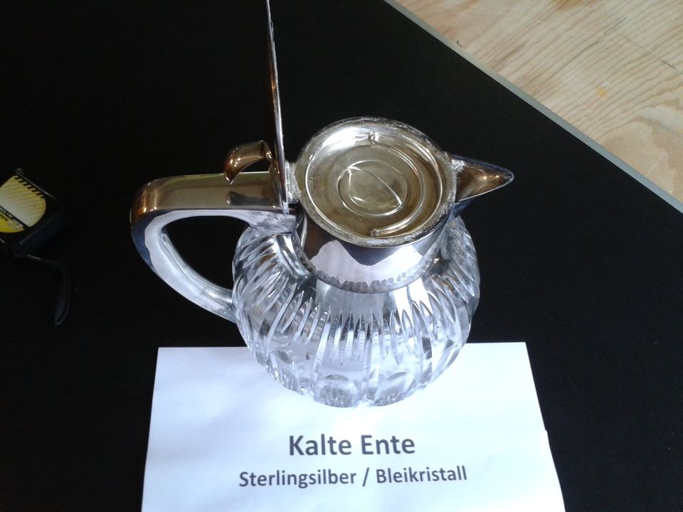 „kalte Ente“ / Bleikristallkaraffe mit 925 Sterling Silber in Tribsees