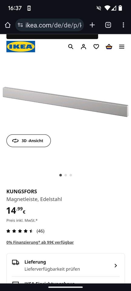 Magnetleiste Ikea Kungsfors für Messer in Grünstadt