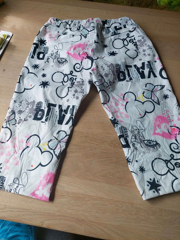 *Hose 3/4*Pants 40 42 44 l xl weiß bunt Mickey Schmetterling Herz in Pommelsbrunn