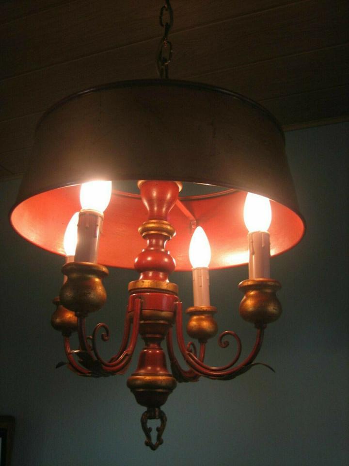 Kronleuchter 4 armig handbemalt Dekoration Vintage alte Lampe in Trier