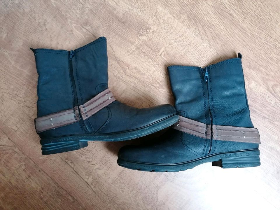 Bugatti Stiefeletten Gr 42 Leder blau braun Schnalle in Silber in Karlsruhe