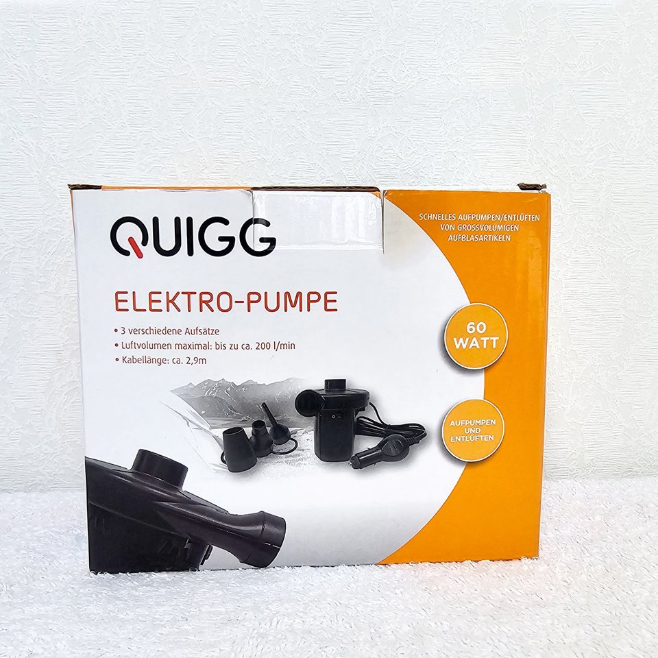 Quigg Elektro Pumpe zum aufpumpen & entlüften ✨ + 3 Aufsätze NEU in Kiel