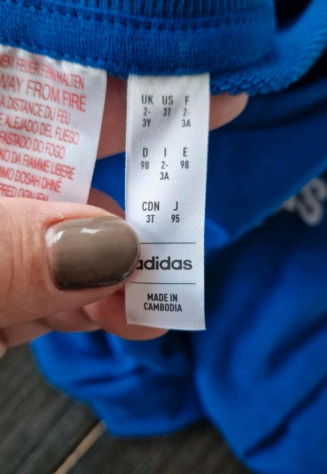 Adidas Kinderanzug Joggingsanzug Gr 98 blau Pullover mit Hose in Friedberg (Hessen)