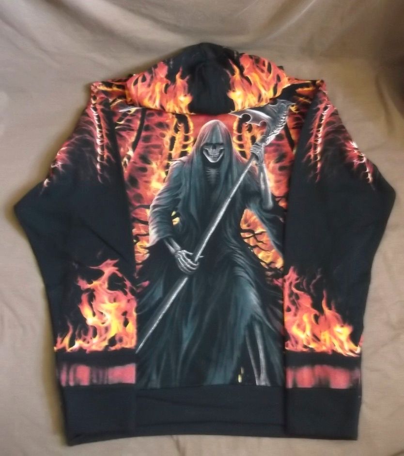 NEU Hoodie Kapuzen Sweater von SPIRAL Kapuzenpulli Skull Flammen in Ettenheim