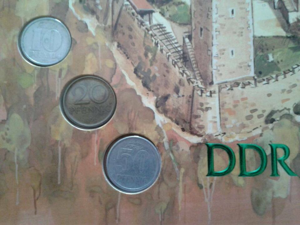 Die 5  Klein-Münzen Der DDR im Blister von 1.7.1990 in Friedrichshafen