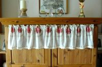 Shabby Querbehang,Kurzgardine,Tunneldurchzug,Rosen,creme-rose-gol Hessen - Frankenau Vorschau