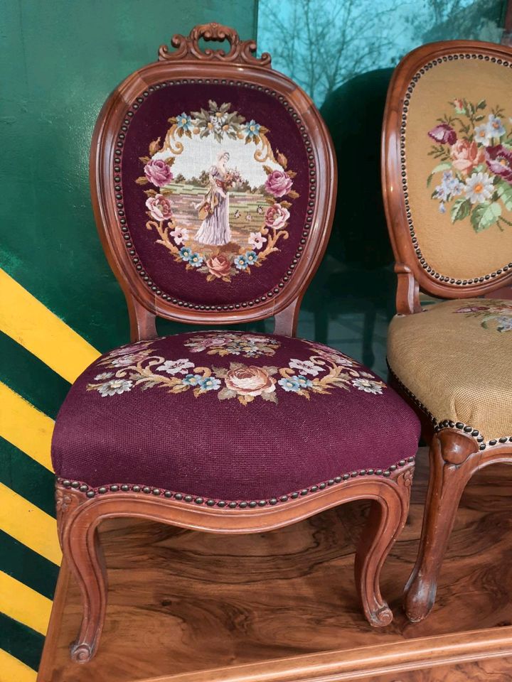 Retro Stühle Stuhl Sessel Massiv Holz Alt Vintage in Groß-Gerau