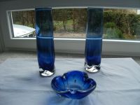 2 blaue Glas Vasen und Aschenbecher - Hochwertig Kreis Pinneberg - Elmshorn Vorschau