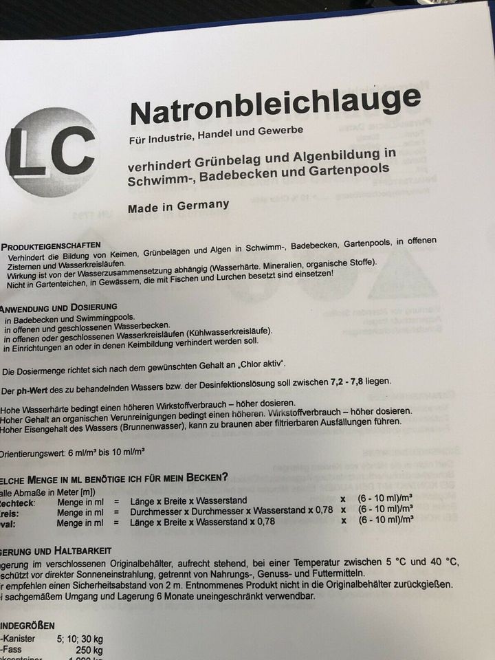 Natronbleichlauge Poolreiniger chlorbleichlauge in Bitterfeld