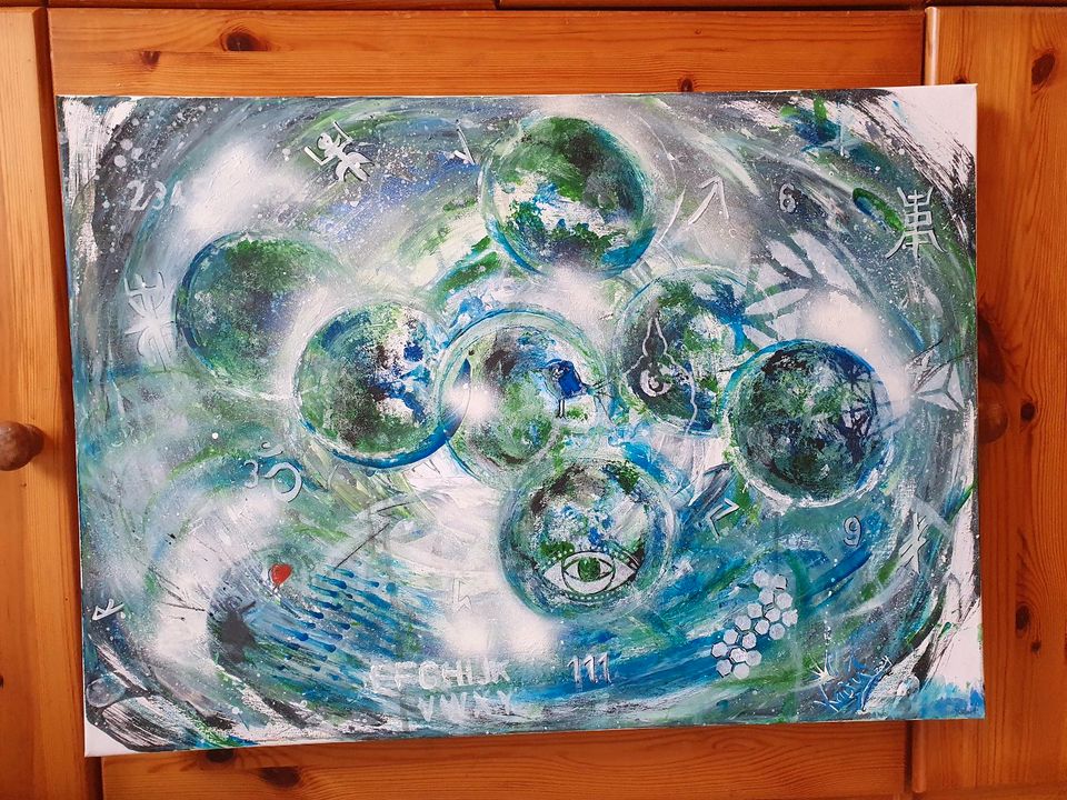 Spirituelles Bild Acryl Universen 70x50cm Unikat in Engelskirchen