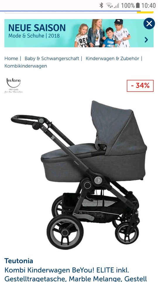 Teutonia be you Kinderwagen inkl maxicosi adapter in Nürtingen