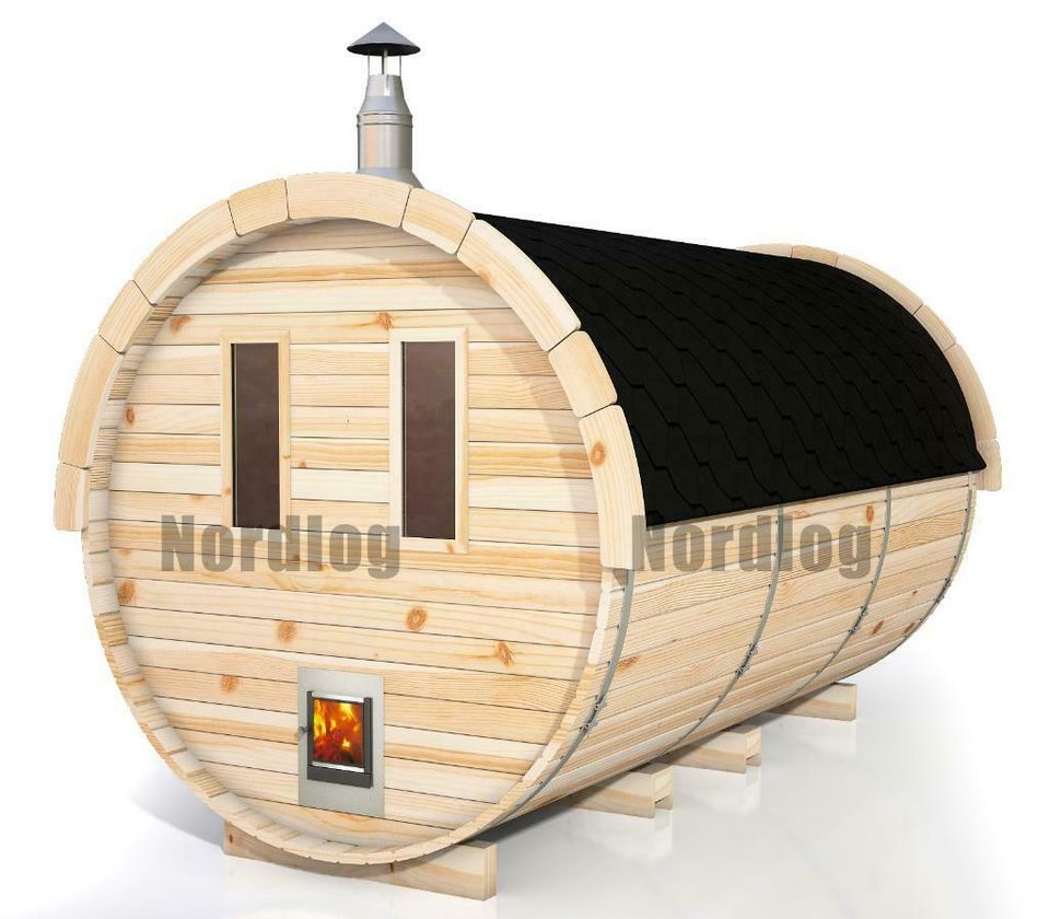 NordLog Fasssauna Ø 1,97 x L 2,4 m Gartensauna Tonnensauna Sauna in Frankfurt am Main