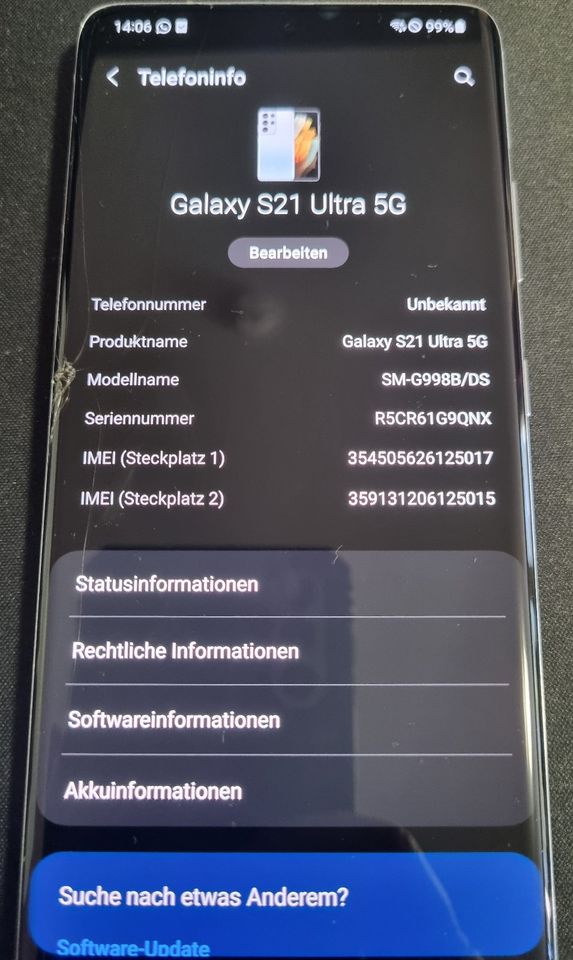 Samsung Galaxy S21 Ultra 128 GB Silber in Nürnberg (Mittelfr)