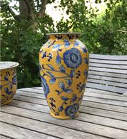 Blumenvase Landhaus Dekoration Keramik gelb blau Baden-Württemberg - Ladenburg Vorschau