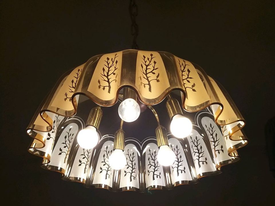 Deckenlampe Glas mit goldener Kette vintage in Hildesheim