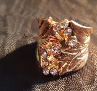 Ring breit Blume_Blätter 8 Zirkona Hippie plated gold 56 Berlin - Pankow Vorschau