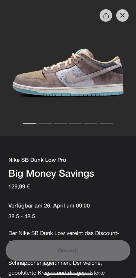 Nike SB Dunk Low Pro Big Money savings NEU 42,5 US 9 in Potsdam