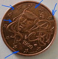 5 Cent Münze Fehlprägung Frankreich 1999,2000,2009, 2019 Baden-Württemberg - Ludwigsburg Vorschau