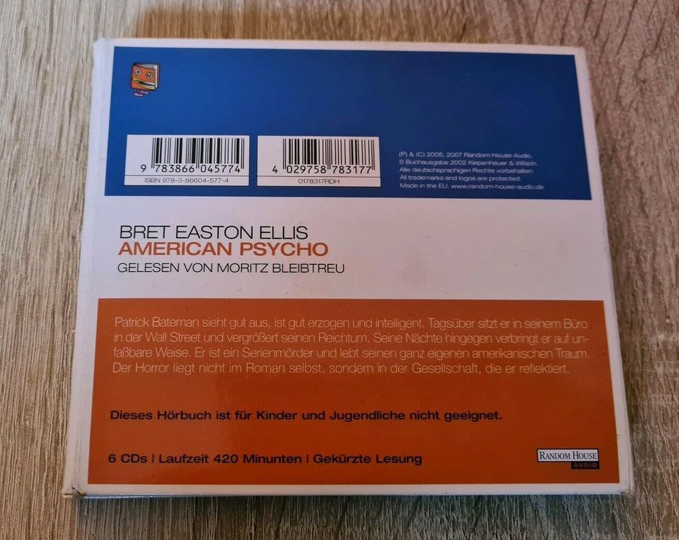 Hörbuch: America Psycho, gel.v. Moritz Bleibtreu,B. Easton Ellis in Einbeck