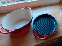 Le Creuset Bräter 32cm mit Grilldeckel oval Ofenrot Baden-Württemberg - Westhausen Vorschau