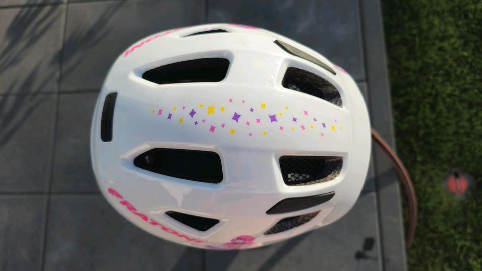 Kinder Fahrrad Helm XS S  Cratoni Mädchen weiß pink Beleuchtung in Niederdorfelden