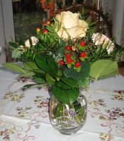 Blumenvase aus Glas, Glasvase, Vase mit Blumendekor Nordrhein-Westfalen - Viersen Vorschau