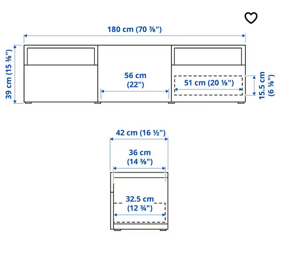 Besta IKEA TV Unterschrank Lowboardmit Schublade und Glas Platte in Frankfurt am Main