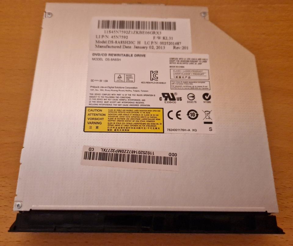 LENOVO Laptop DVD/CD Laufwerk Rewritable Drive Mod. DS-8A8SH20C in Stuttgart