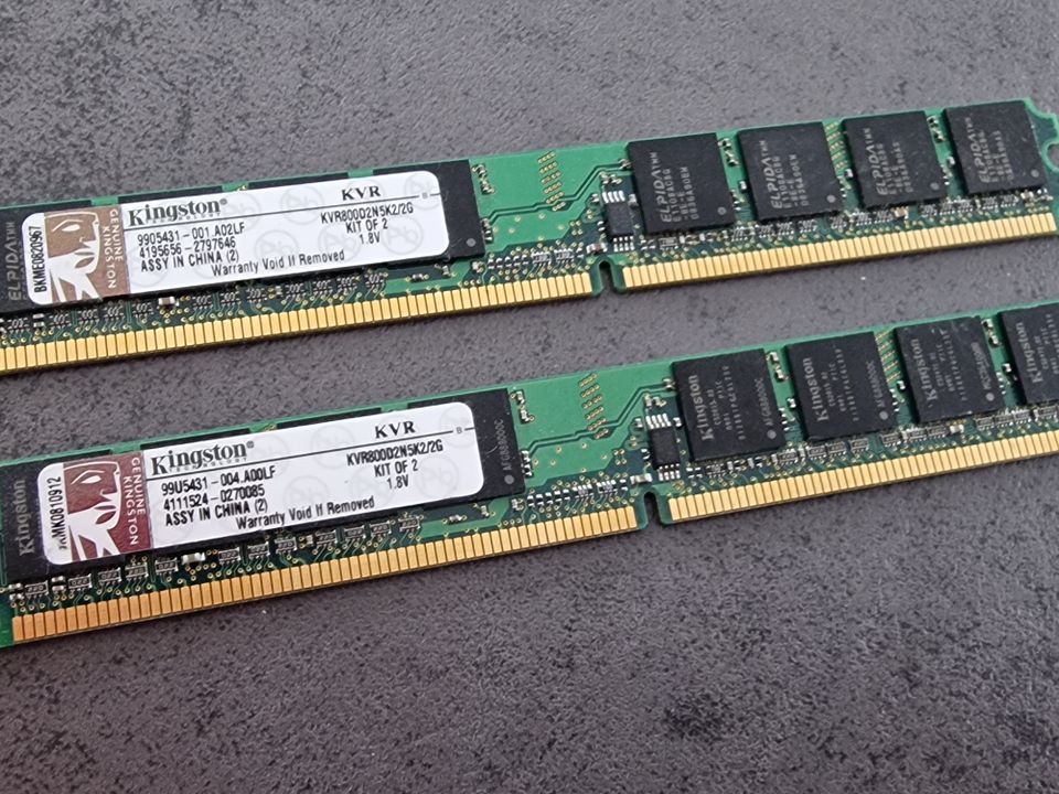 2x 1GB KVR800D2N5K2/2G DDR2-800 CL5 Arbeitsspeicher in Bochum