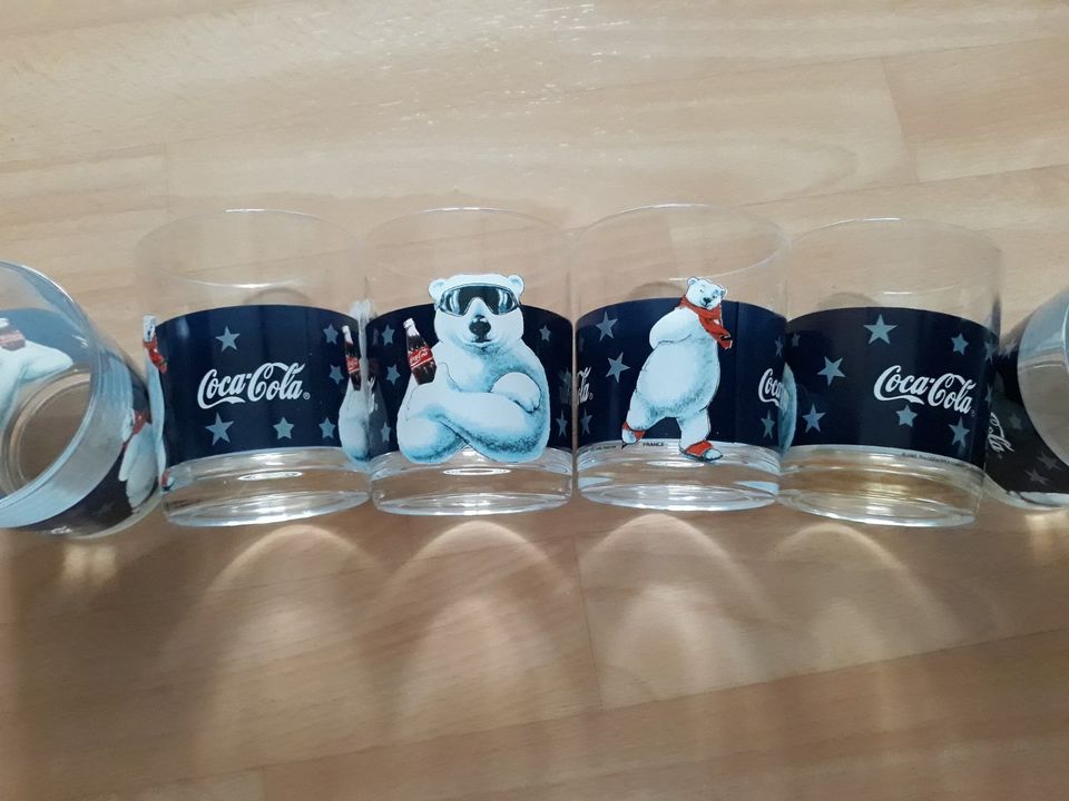 6 Stück Coca Cola Sammlergläser 1997 - Eisbär in Aaseestadt