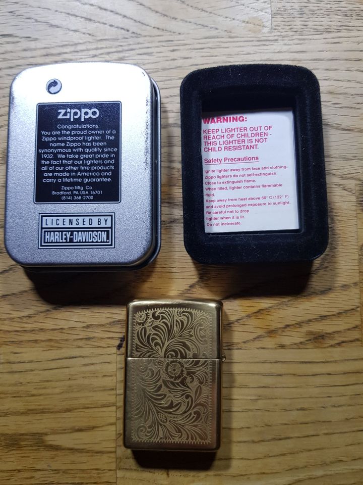 ZIPPO FEUERZEUGE  HARLEY DAVIDSON SILBER MESSING SCHWARZ in Wiesbaden