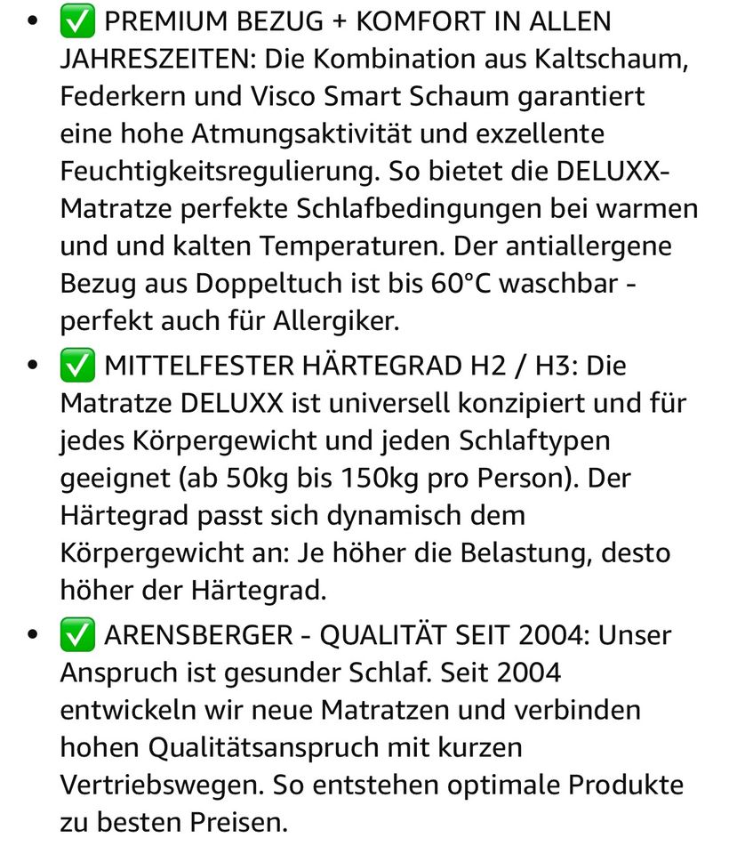 Arensberger Taschen-Federkern-Matratze DELUXX9 mit Memory Foam in Wiesbaden