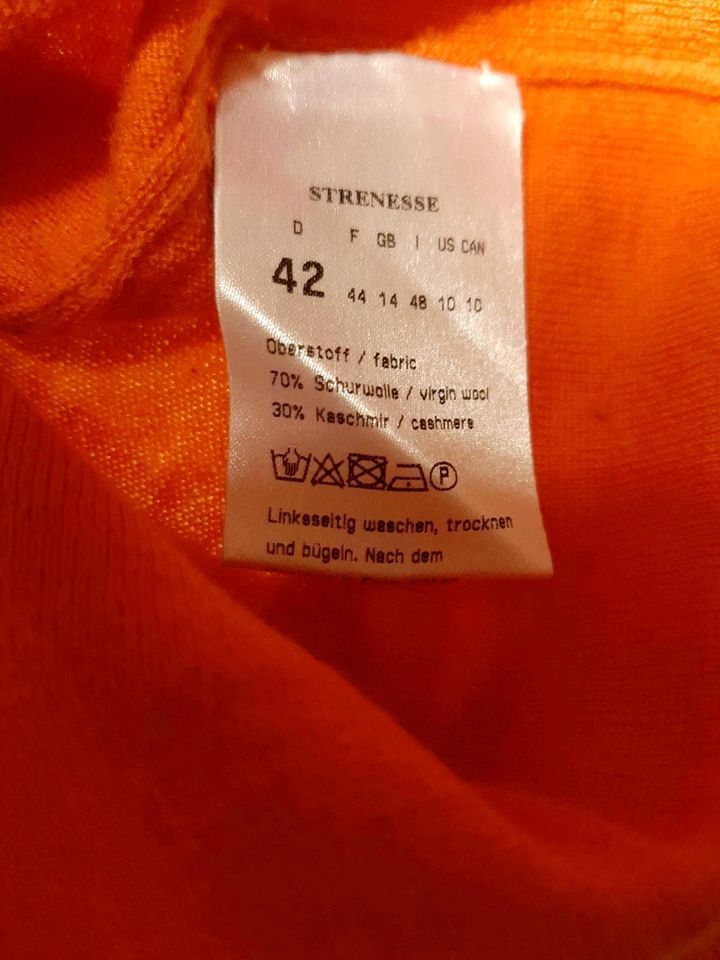 Strenesse Longpullover orange Gr. 42 Schurwolle & Kashmir in Volkertshausen