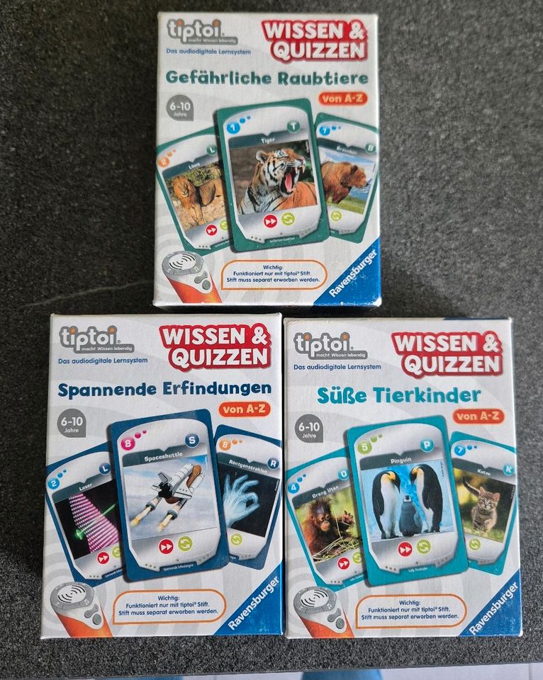 3 x tiptoi Wissen & Quizzen Raubtiere, Erfindungen und Tierkinder in Waltrop