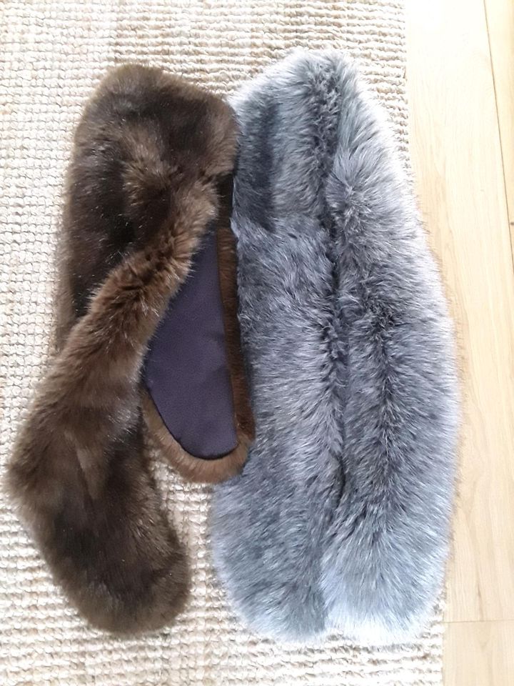 2 schöne Fake Fur Fell Schals Kragen neu braun und grau je 35 Eur in Schladen
