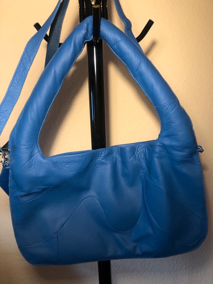 Handtasche blau Leder Unikat Handarbeit Tasche in Murrhardt
