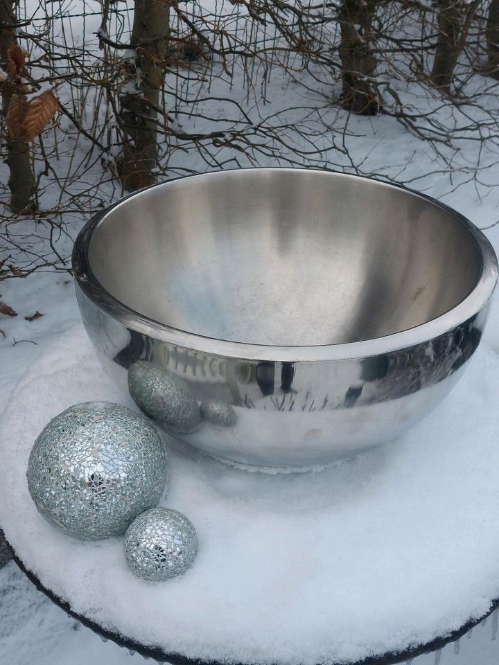 XXL Dekoschüssel Bowl Silber Metall Aluminium Tischdekoration in Rosbach (v d Höhe)