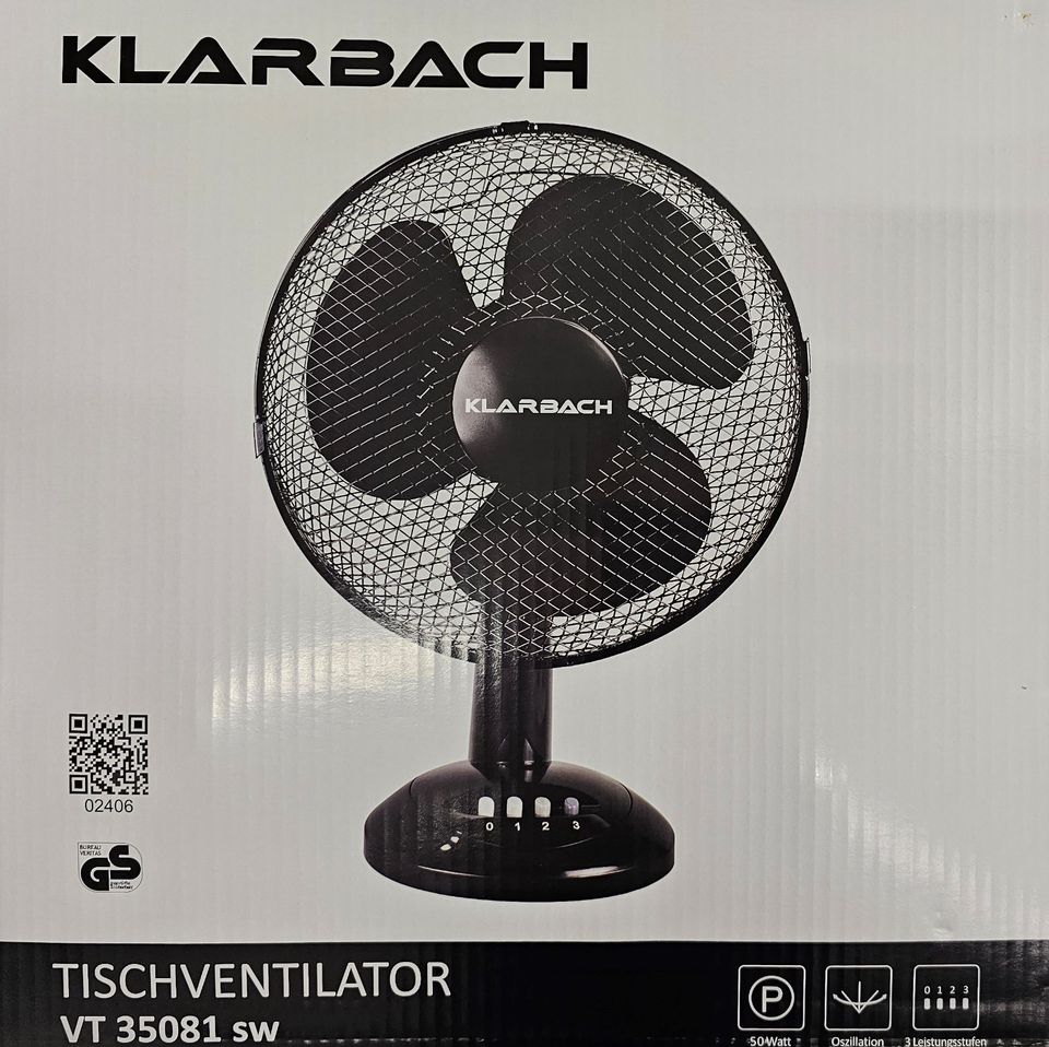 Ventilator Klarbach Tischventilator VT 3508.. weiß oder schwarz in Fischbach