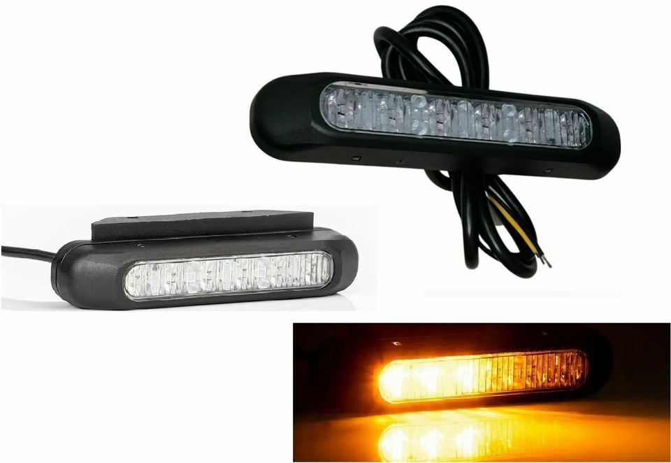 2 x LED Frontblitzer Orange Heckblitzer ECE R10 R65 Straßenräumer LED  Blitzlicht