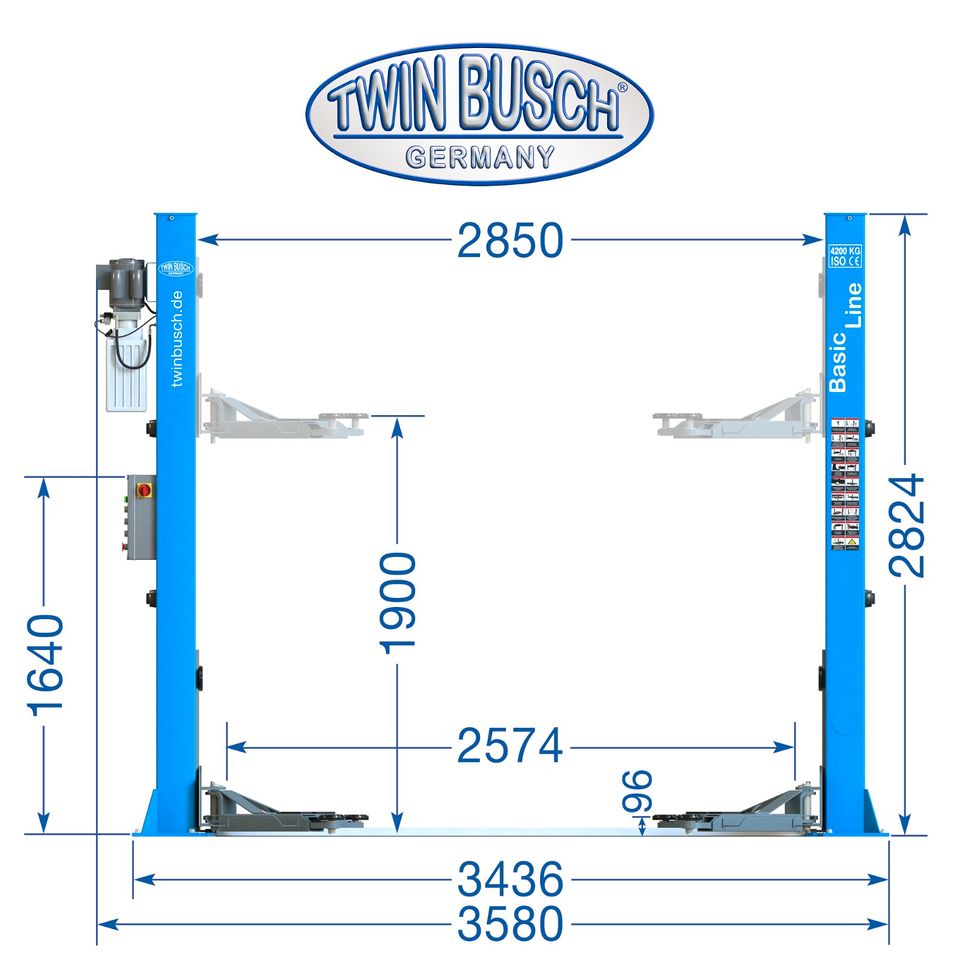 Twin Busch ® 2 Säulen Hebebühne 4.2 t - TW242E | Basic-Line - Blau / Anthrazit in Mülheim (Ruhr)