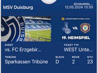 MSV DUISBURG - FC ERZGEBIRGE AUE ( 1 Ticket) Duisburg - Meiderich/Beeck Vorschau